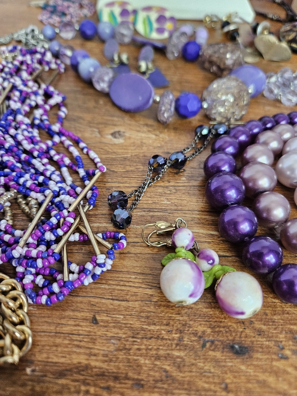 Large Purple Estate Jewelry Lot Vintage To Modern Assorted Wearable Violet - Picture 15 of 15